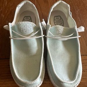 New Hey Dude size 9 light teal color